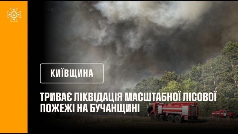 Фото для новини:Київщина: триває ліквідація масштабної лісової пожежі на Бучанщині