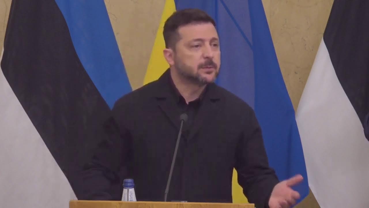 Фото для новини:Спілкування Володимира Зеленського з медіа разом із Президентом Естонії Аларом Карісом